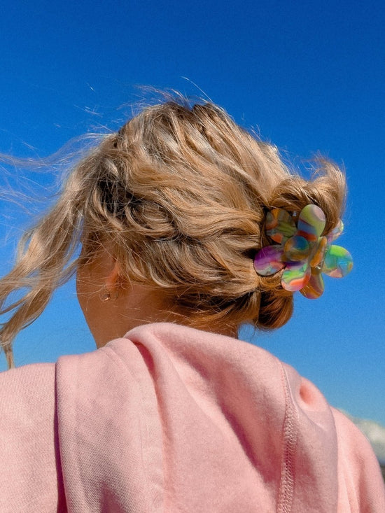 Denim & Daisy Flower Hair Claw Clip | Rainbow Sherbet - lily & onyx