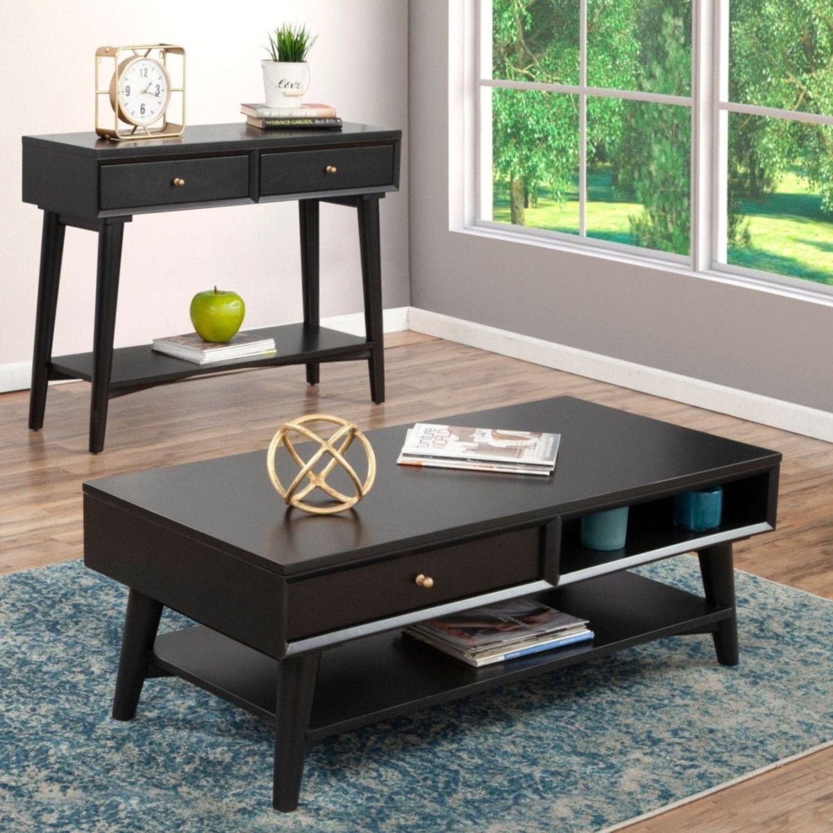Alpine Furniture Flynn Coffee Table, Black - lily & onyx