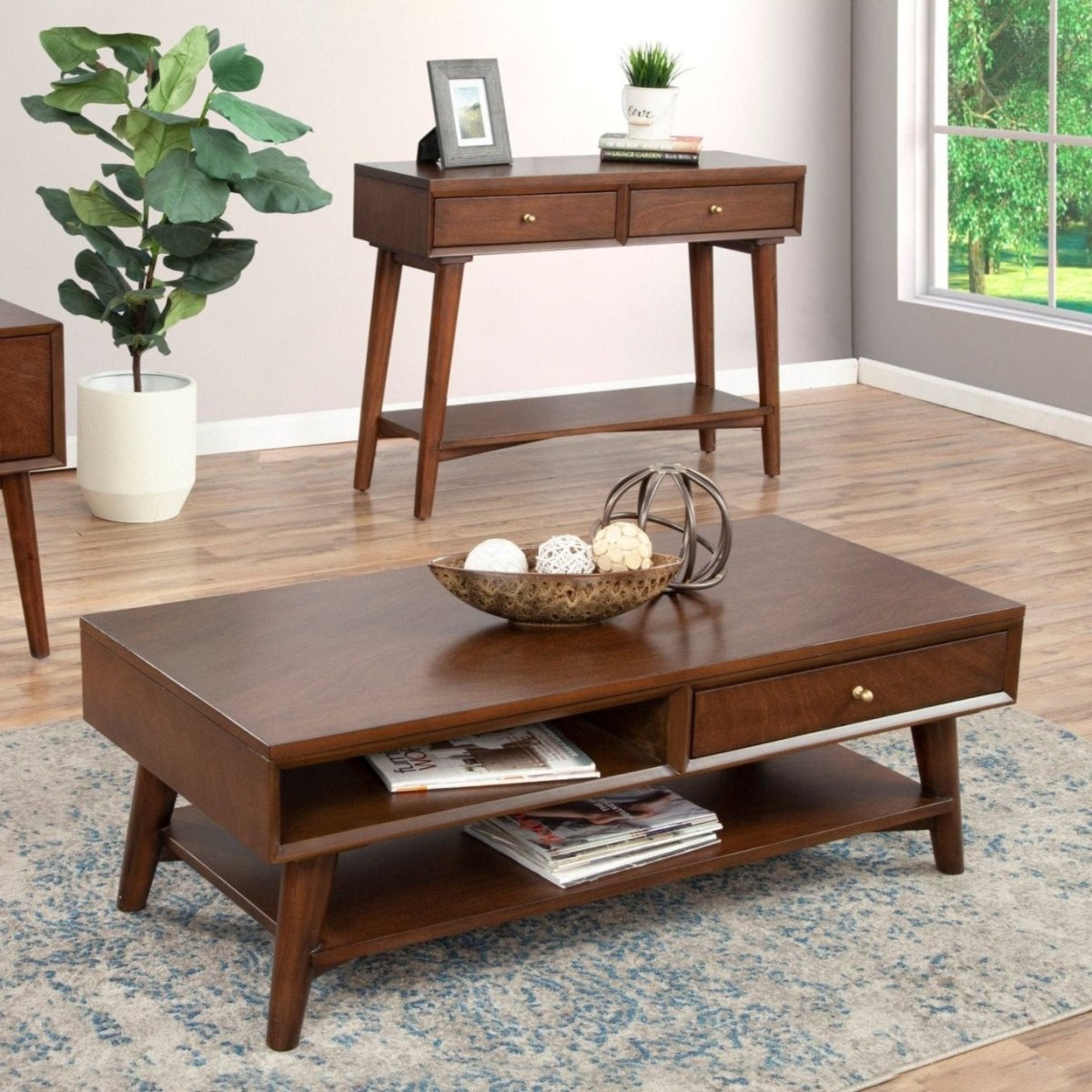 Alpine Furniture Flynn Coffee Table, Walnut - lily & onyx