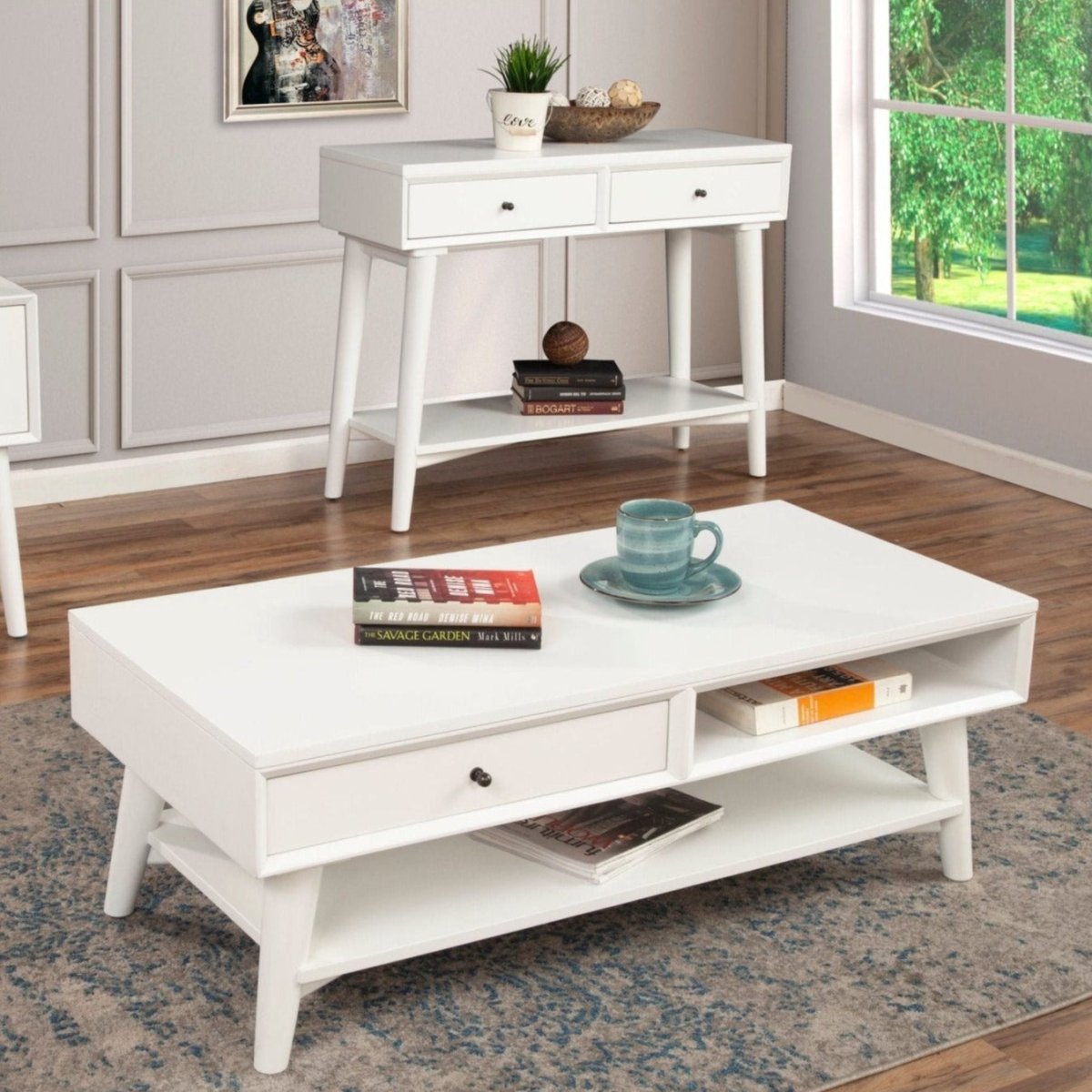 Alpine Furniture Flynn Coffee Table, White - lily & onyx