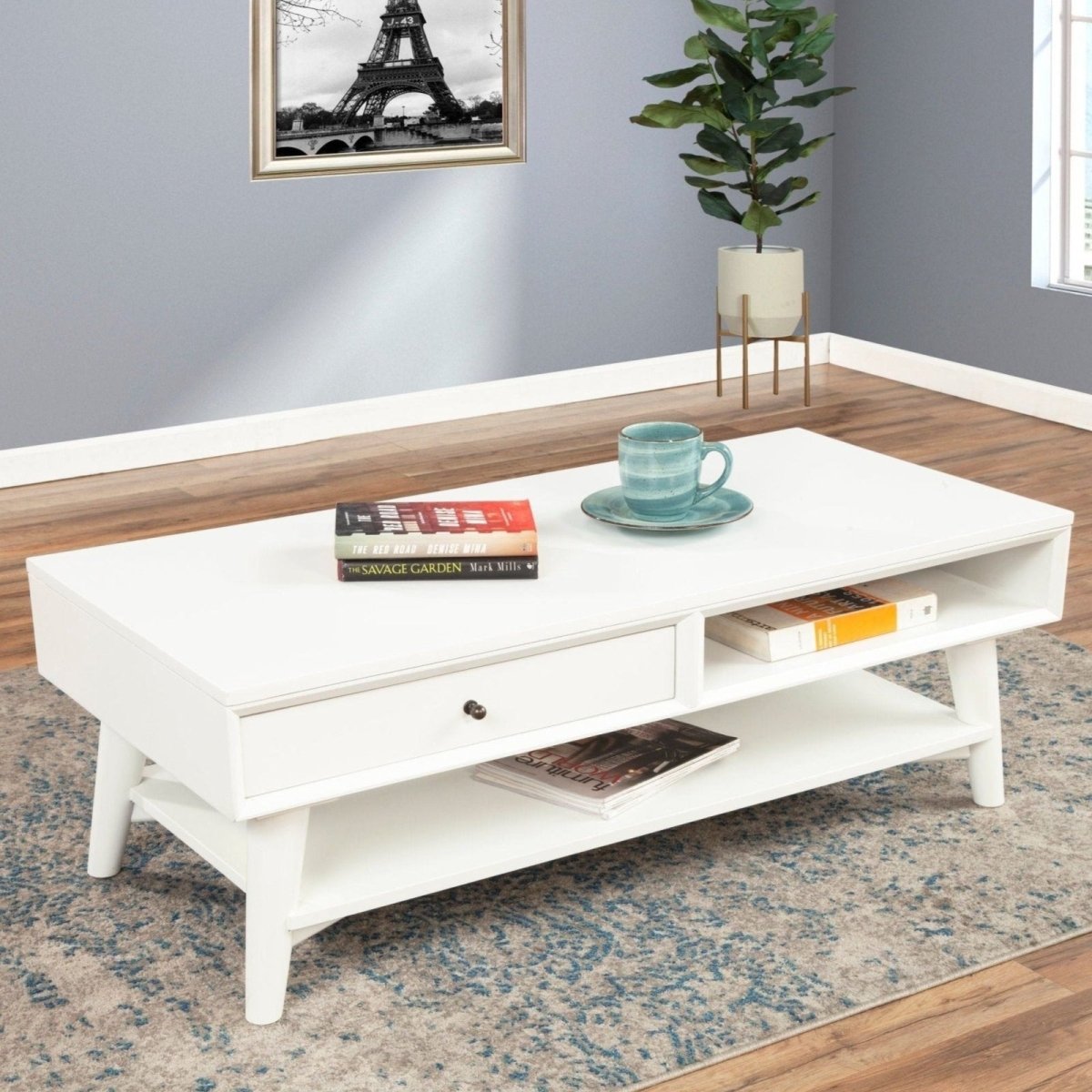 Alpine Furniture Flynn Coffee Table, White - lily & onyx