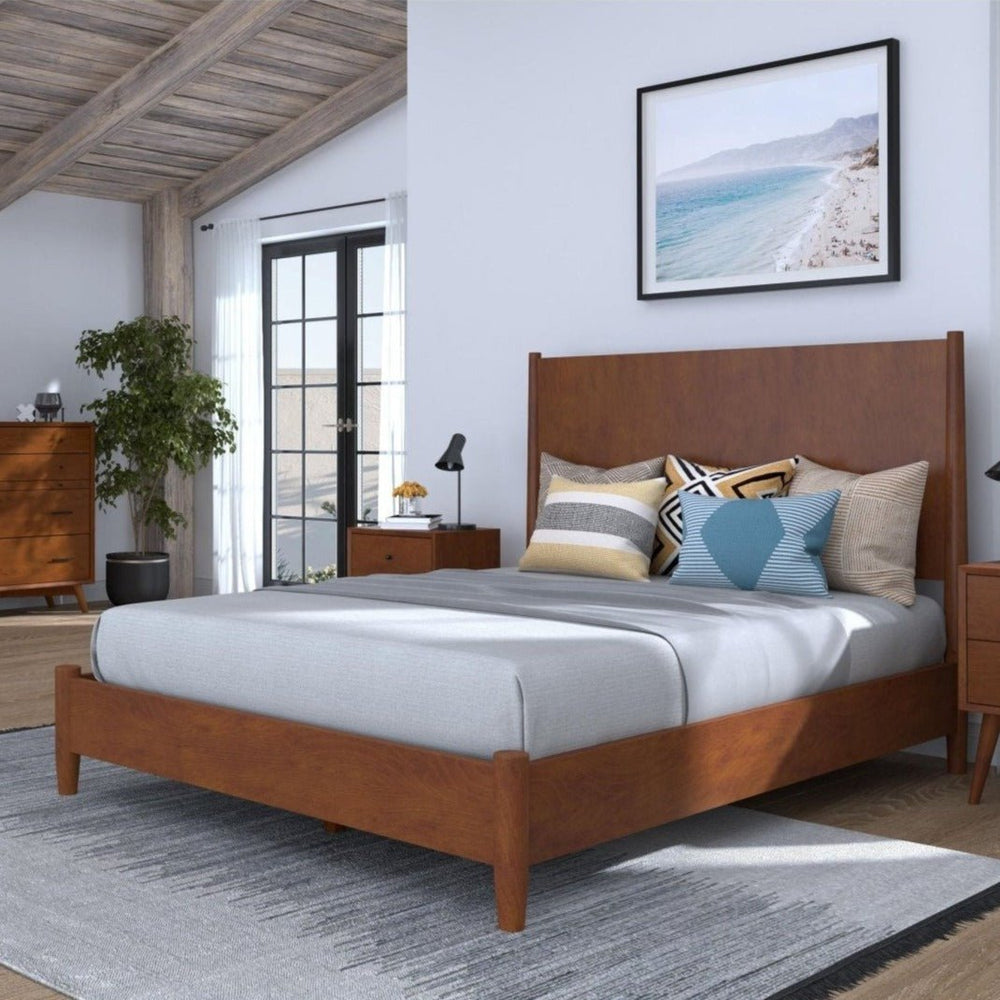 Alpine Furniture Flynn Panel Bed, Acorn - lily & onyx