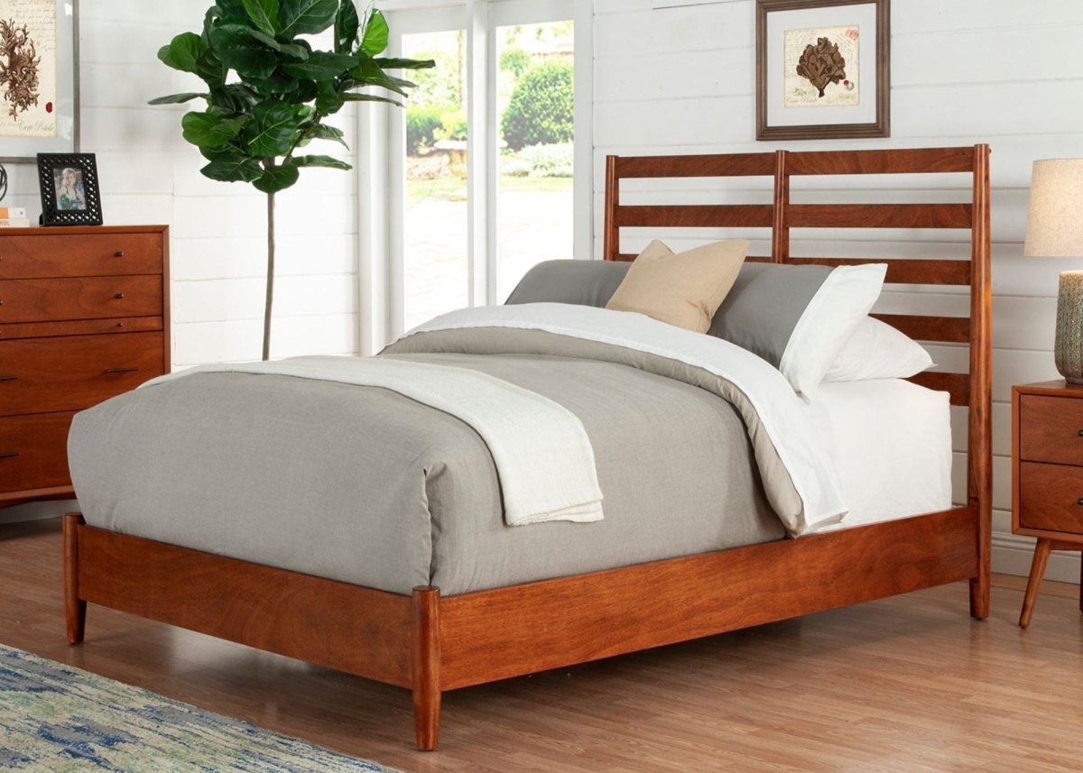 Alpine Furniture Flynn Retro Bed, Acorn - lily & onyx