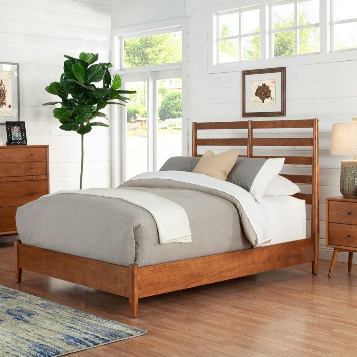 Alpine Furniture Flynn Retro Bed, Acorn - lily & onyx