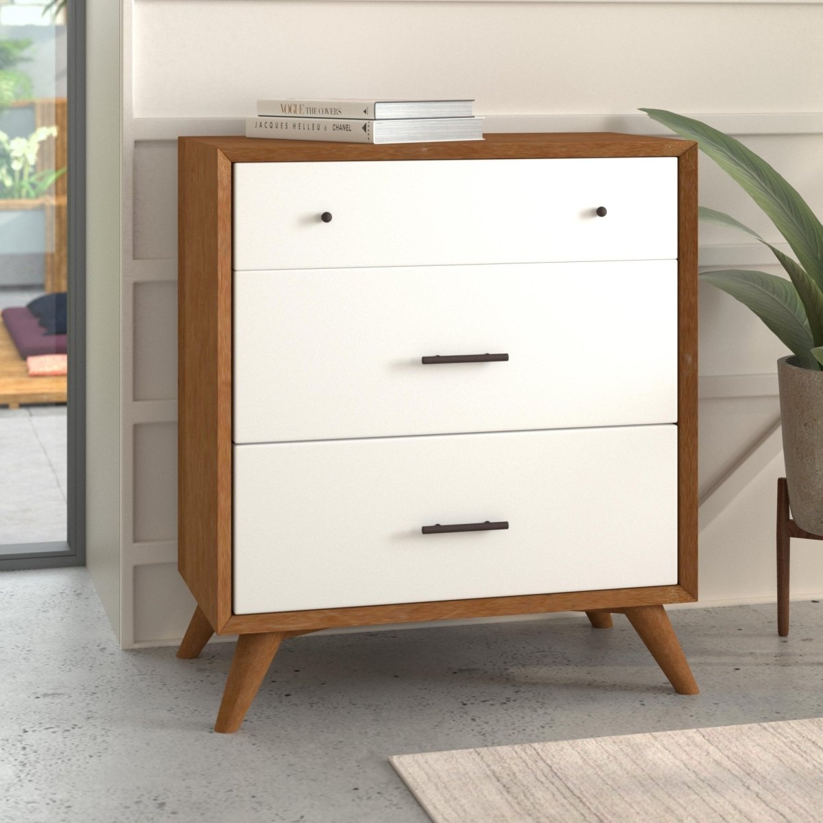 Alpine Furniture Flynn Small Chest, Acorn & White - lily & onyx