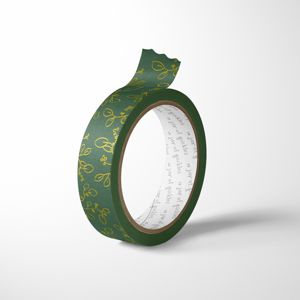 A Jar of Pickles Forest Green Gold Foil Floral Washi Tape - lily & onyx