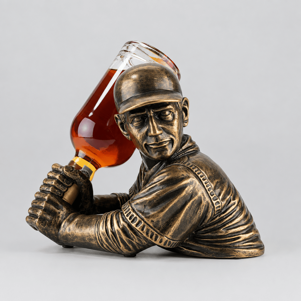 Foster & Rye Bronze-Finish Baseball Player Bottle Holder | Batter Wine Bottle Holder