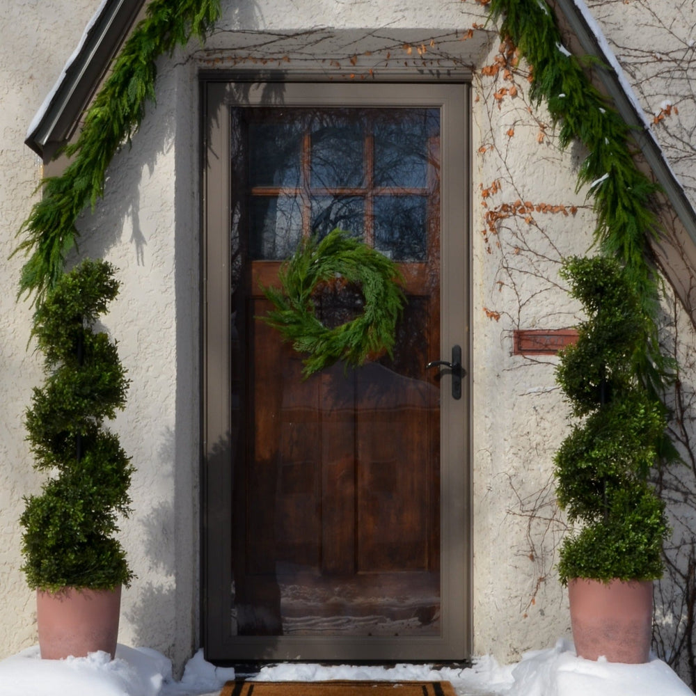 21" UV Treated Faux Indoor/Covered Outdoor Cedar Wreath