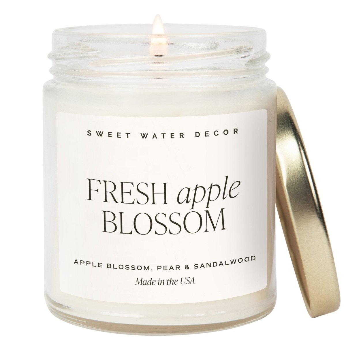 Sweet Water Decor Fresh Apple Blossom Soy Candle - Clear Jar - 9 oz - lily & onyx