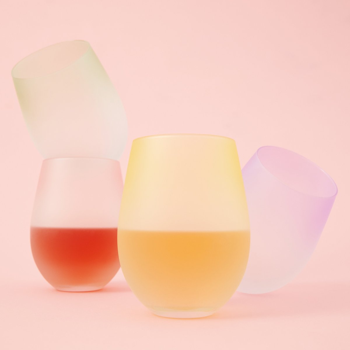 True Frosted Ombre Stemless Wine Tumbler in Assorted Colors, Set of 4 - lily & onyx