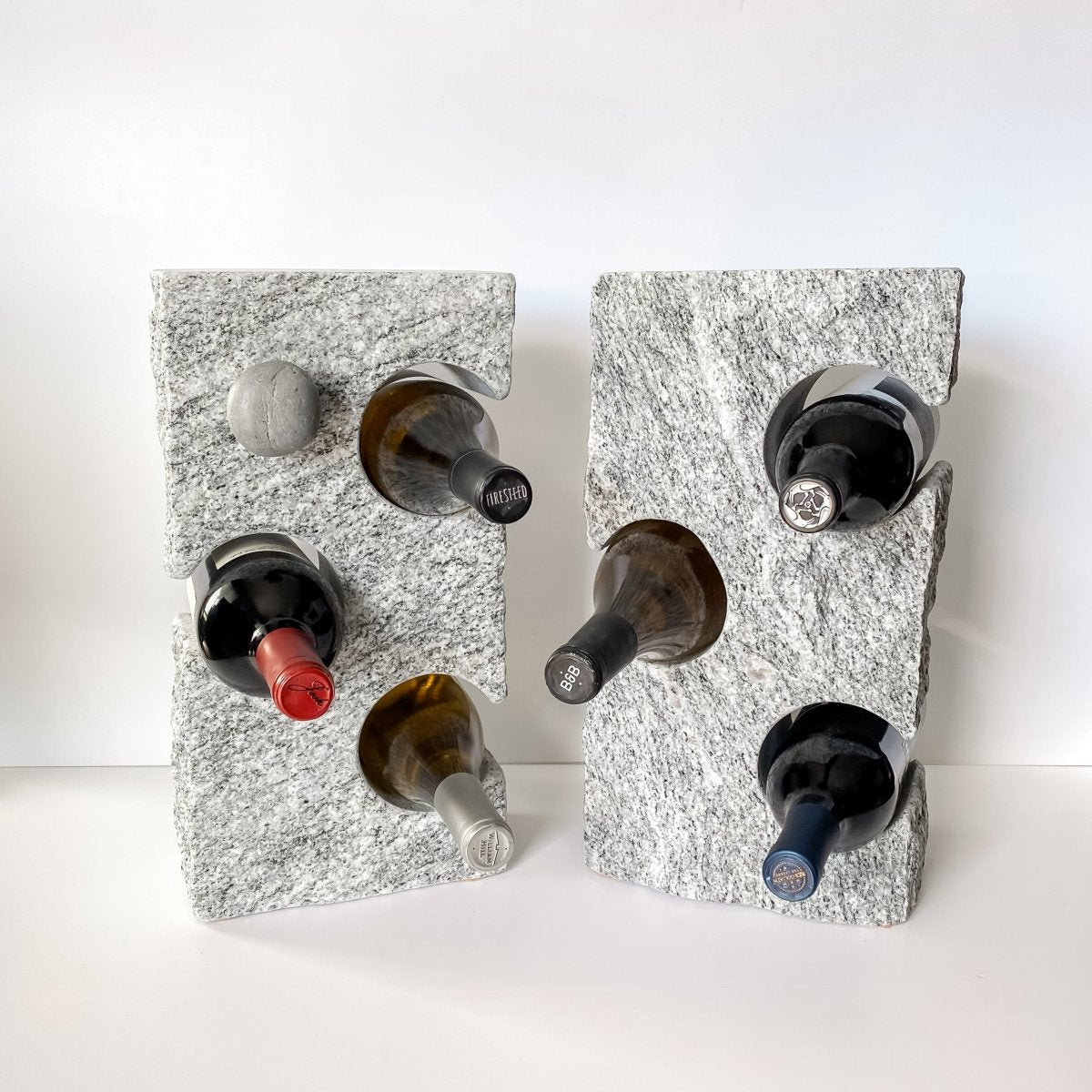Funky Rock Designs 3 - Bottle Granite Wine Rack | Repurposed New England Stone, Made in USA