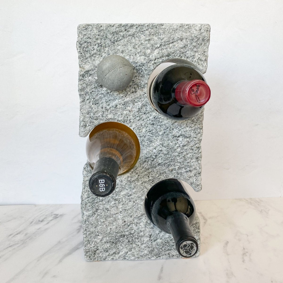 Funky Rock Designs 3 - Bottle Granite Wine Rack | Repurposed New England Stone, Made in USA