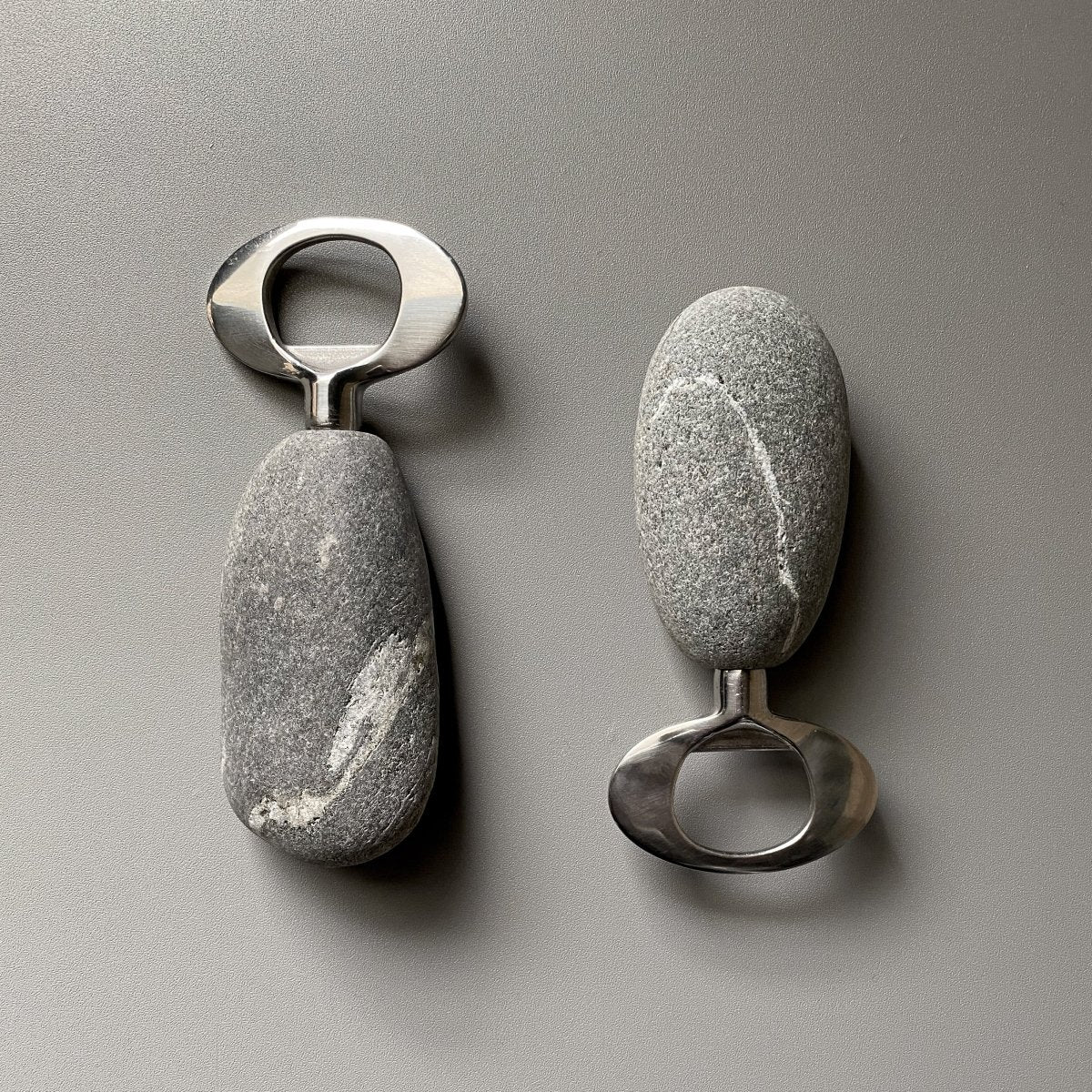 Funky Rock Designs Beach Stone Bottle Opener - Handcrafted with Stainless Steel