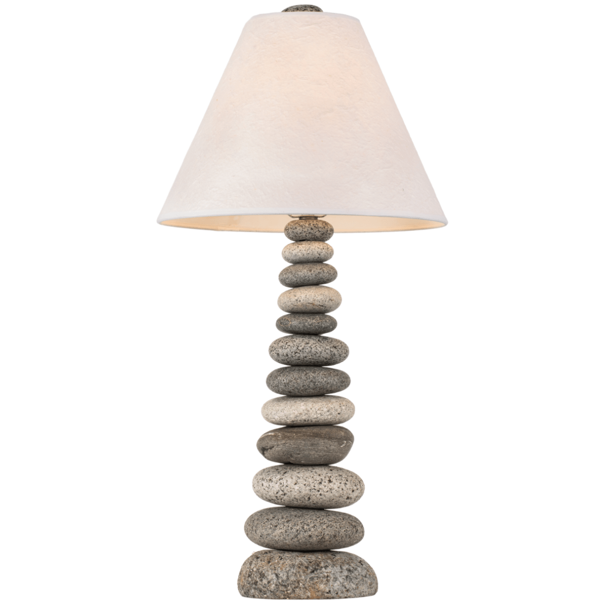 Funky Rock Designs Coastal Cottage Cairn Lamp - Stacked Stone Table Lamp 24"