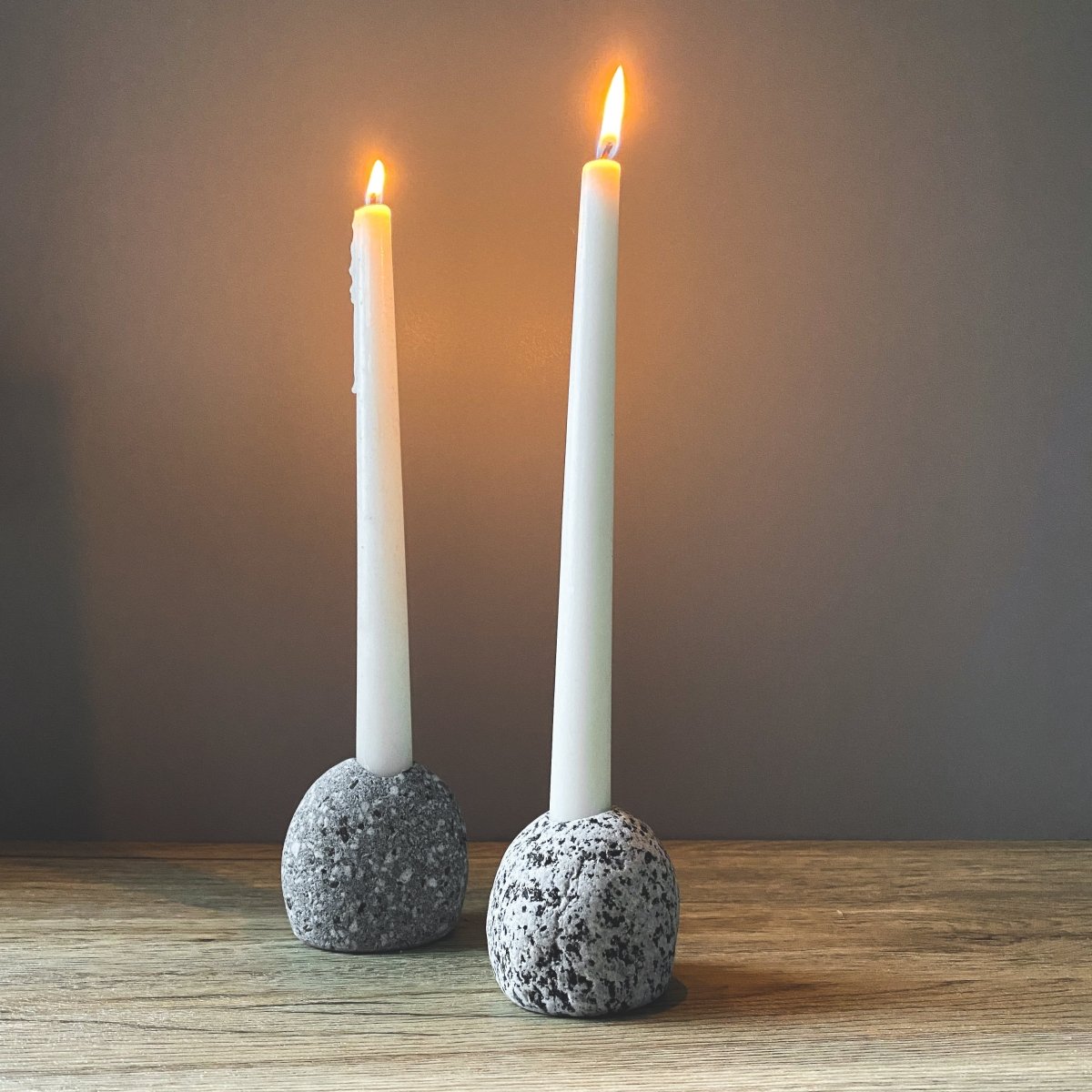 Funky Rock Designs Natural Stone Candleholder - Tumbled Ocean & River Stone