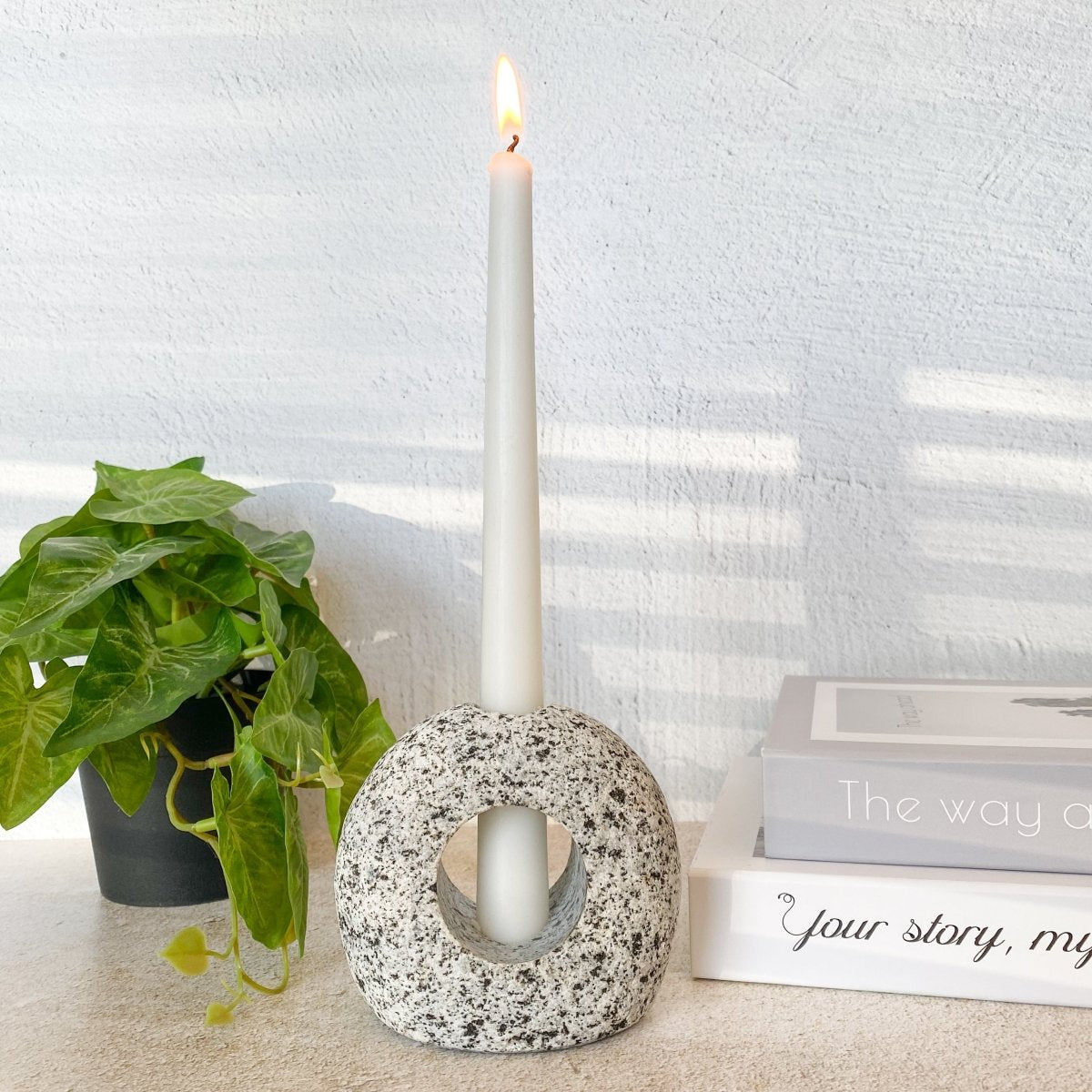 Funky Rock Designs Silhouette Stone Candleholder | Ocean Stone Taper Holder