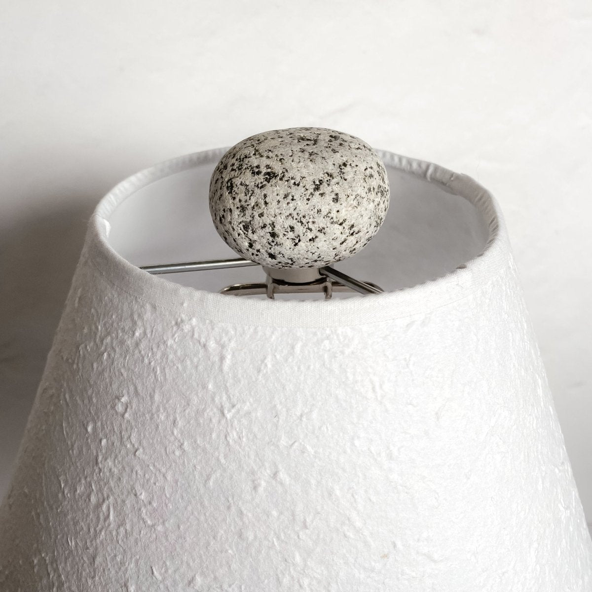 Funky Rock Designs Single Stone Lamp | Natural Stone Base Table Lamp with Linen Shade