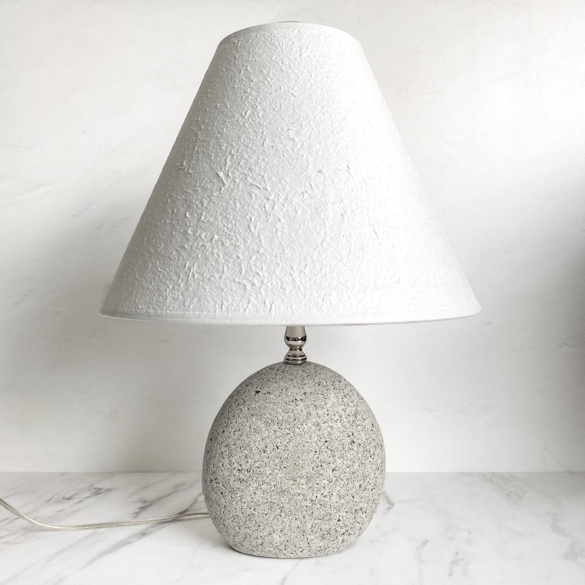 Funky Rock Designs Single Stone Lamp | Natural Stone Base Table Lamp with Linen Shade