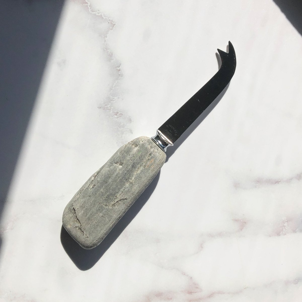 Funky Rock Designs Stone Handled Cheese Knife with Stainless Steel Blade