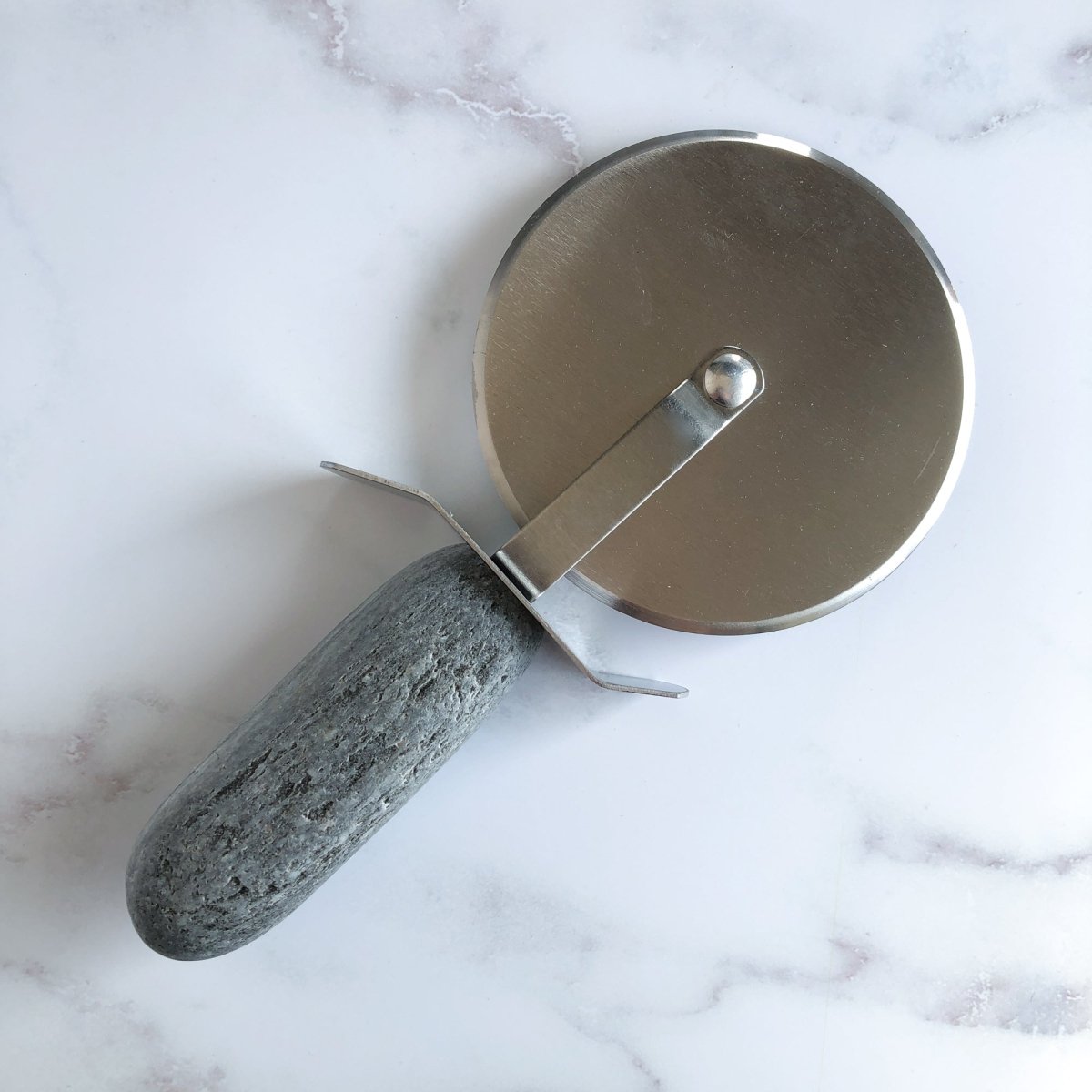 Funky Rock Designs Stone Pizza Wheel | Natural Stone Handle & Stainless Steel Blade