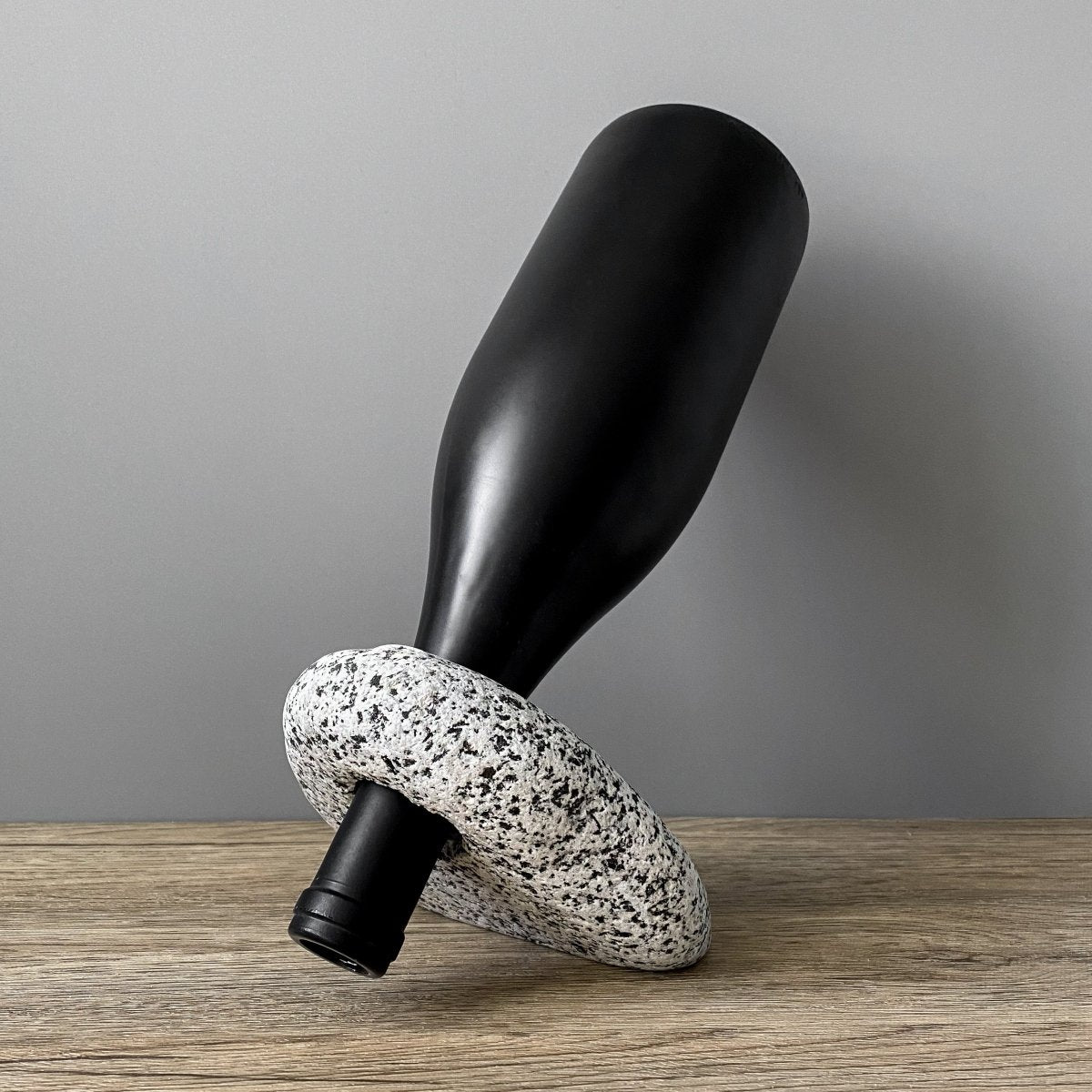Funky Rock Designs Stone Wine Bottle Balancer | Counterbalanced Natural Stone Display