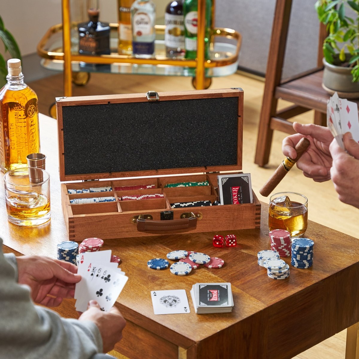 Premium Poker Game Set with Wooden Case - 225 Chips & Cards