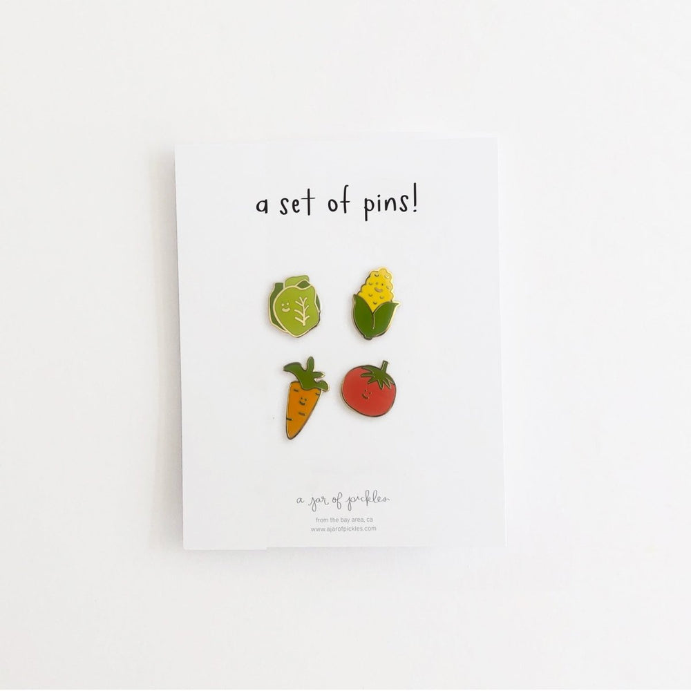 A Jar of Pickles Garden Veggie Pin, Set of 4 - lily & onyx
