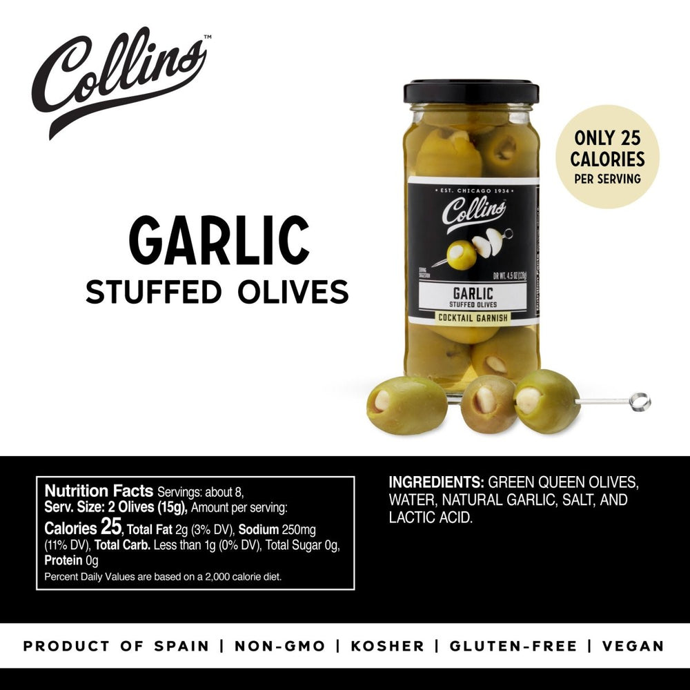 
                      
                        Collins Garlic Queen Olives, 5 oz - lily & onyx
                      
                    