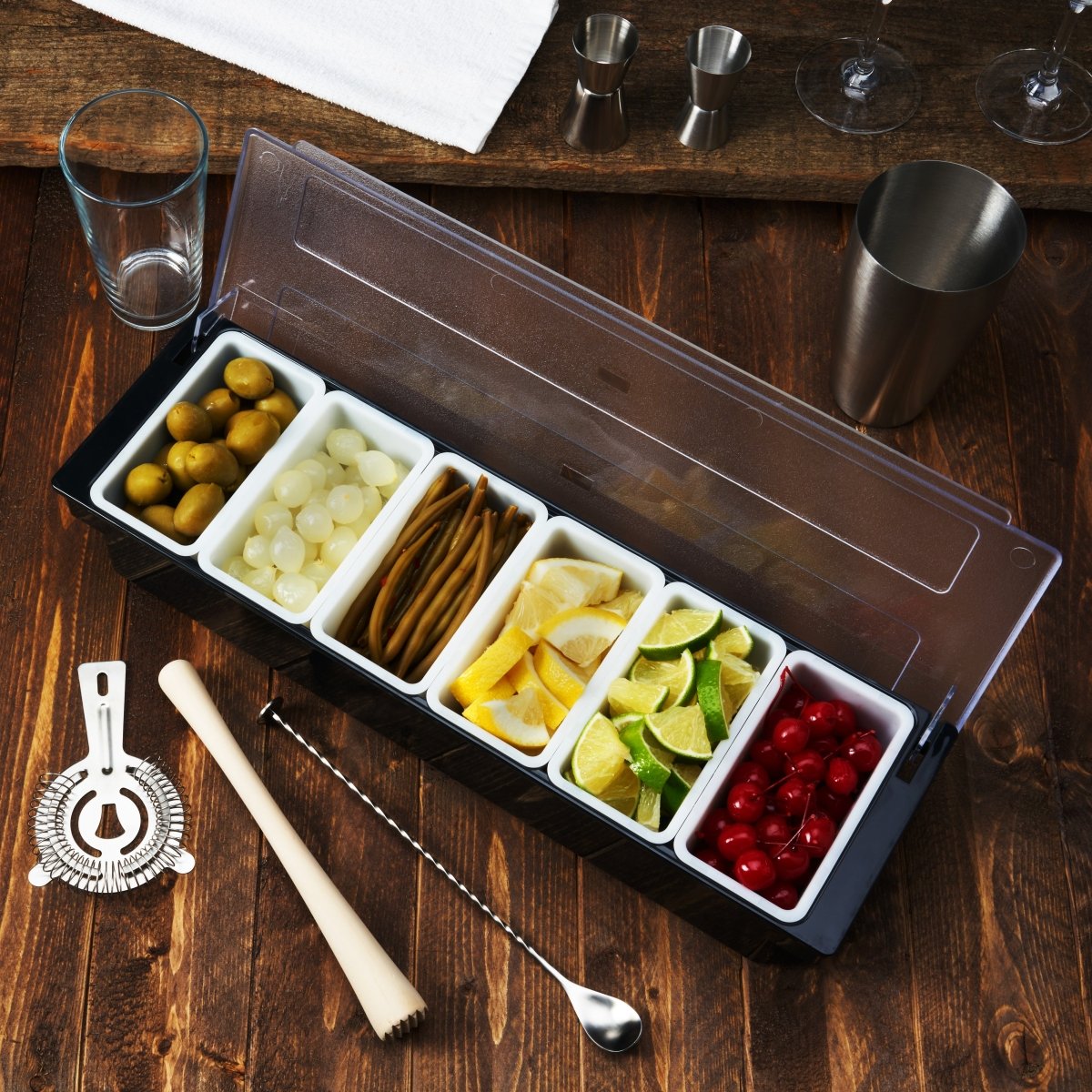 True Garnish Caddy 6 - Compartment Bar Tray - lily & onyx