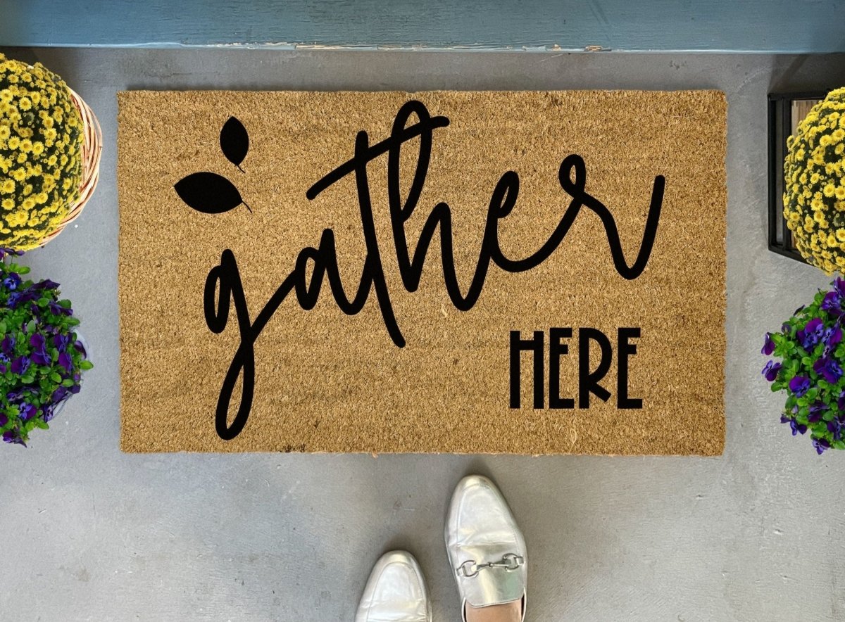 Nickel Designs Custom Doormats Gather Here Fall Welcome Mat