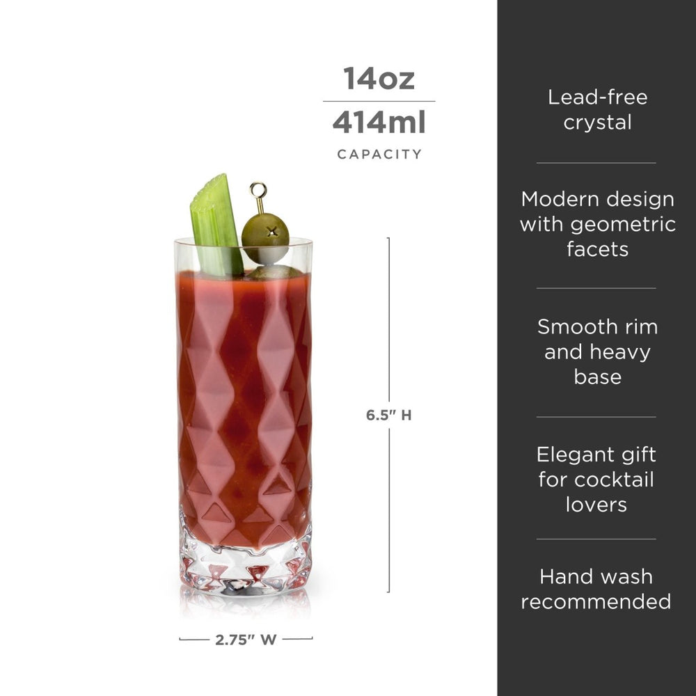 
                      
                        Viski Gem Crystal Highball Glasses, Set of 2 - lily & onyx
                      
                    