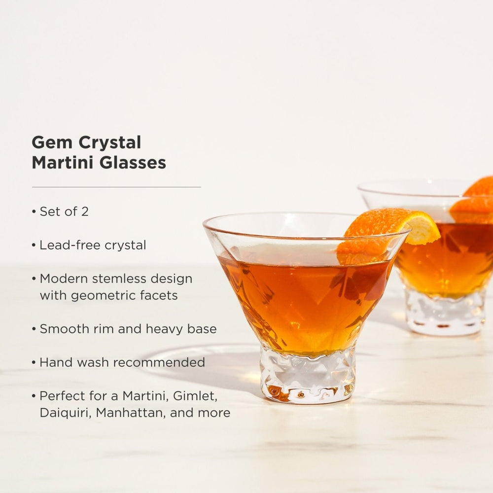 
                      
                        Viski Gem Crystal Martini Glasses, Set of 2 - lily & onyx
                      
                    