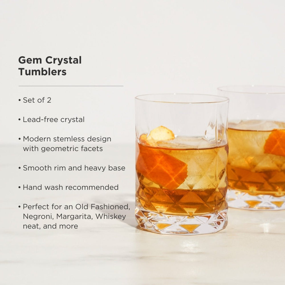
                      
                        Viski Gem Crystal Tumblers, Set of 2 - lily & onyx
                      
                    