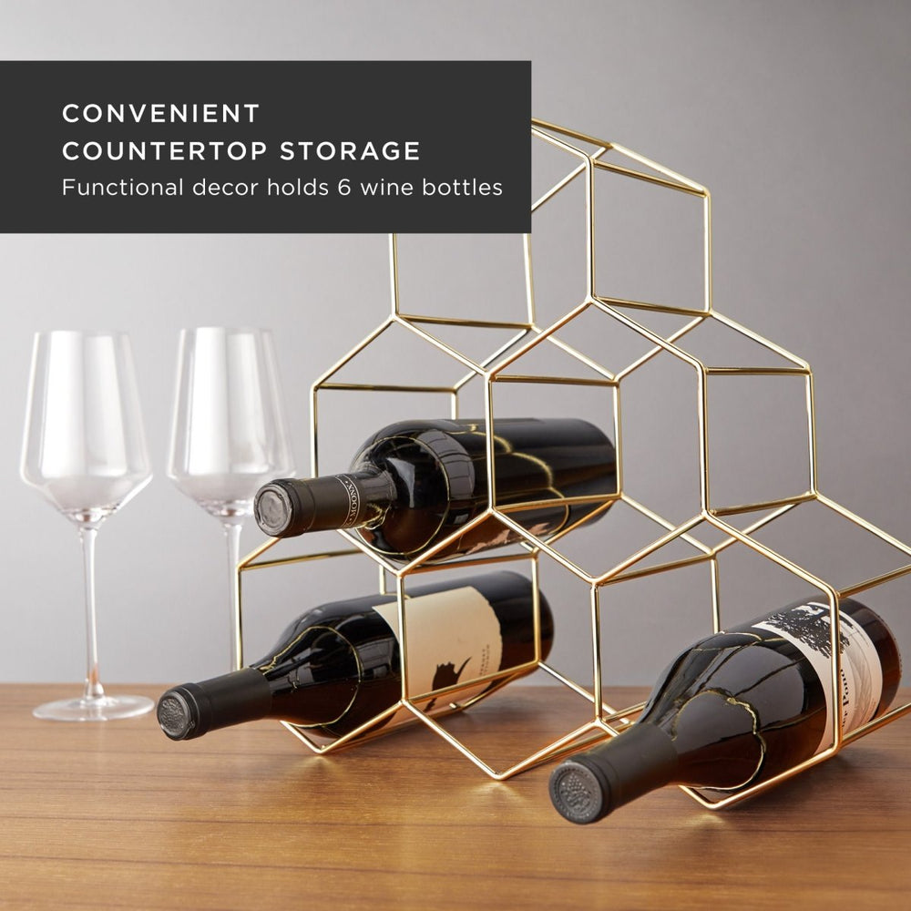 
                      
                        Viski Geo Countertop Wine Rack, Gold - lily & onyx
                      
                    