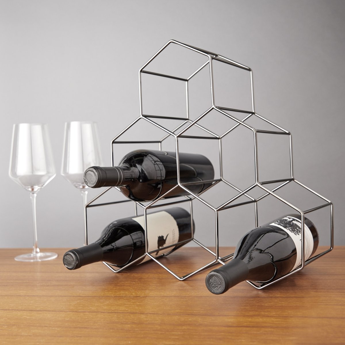 Viski Geo Countertop Wine Rack, Gunmetal