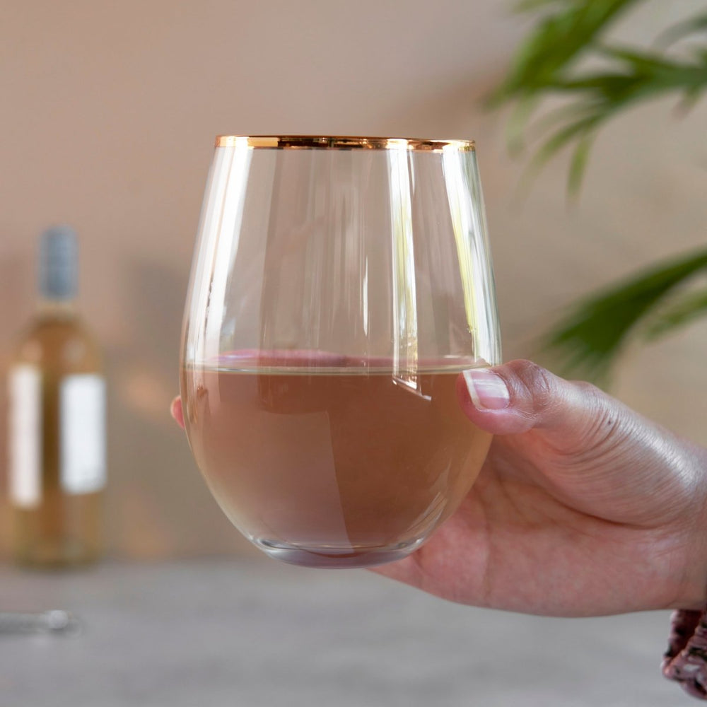
                      
                        Twine Living Gilded Stemless Wine Glasses, Set of 2 - lily & onyx
                      
                    