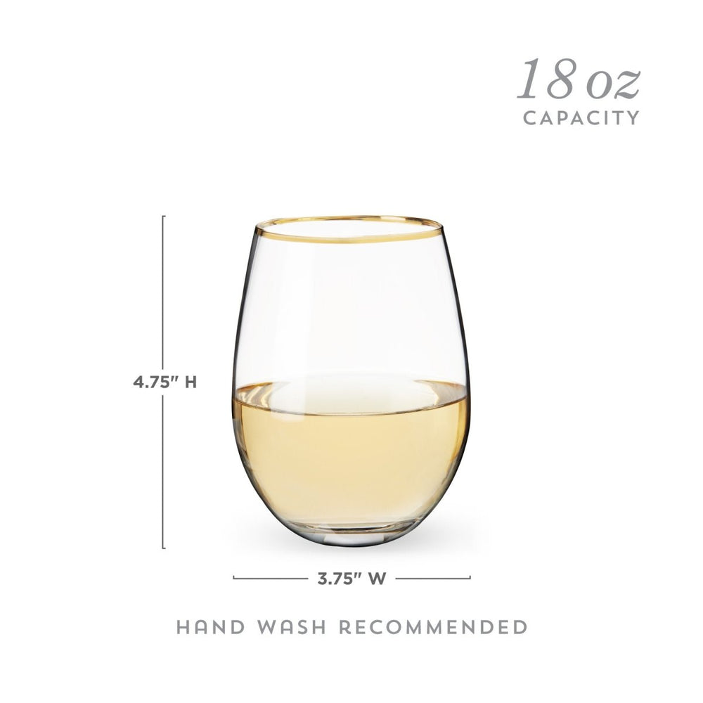
                      
                        Twine Living Gilded Stemless Wine Glasses, Set of 2 - lily & onyx
                      
                    