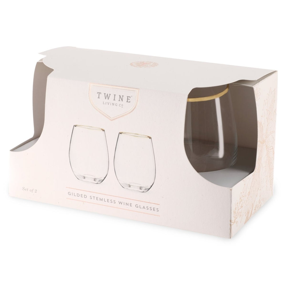 
                      
                        Twine Living Gilded Stemless Wine Glasses, Set of 2 - lily & onyx
                      
                    