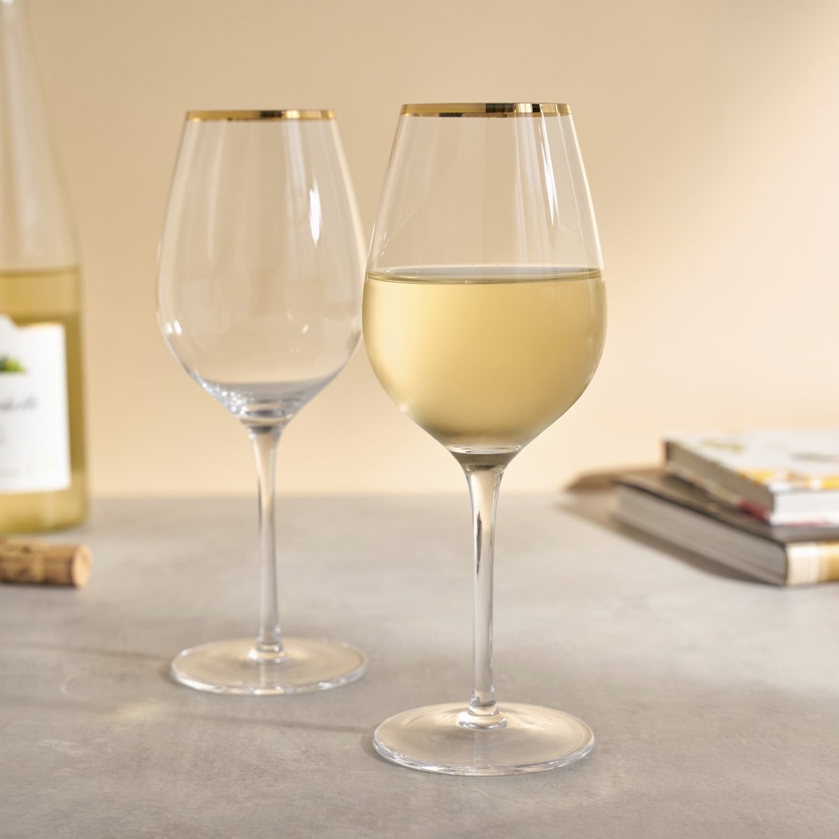 Twine Living Gilded Stemmed Wine Glasses, Set of 2 - lily & onyx