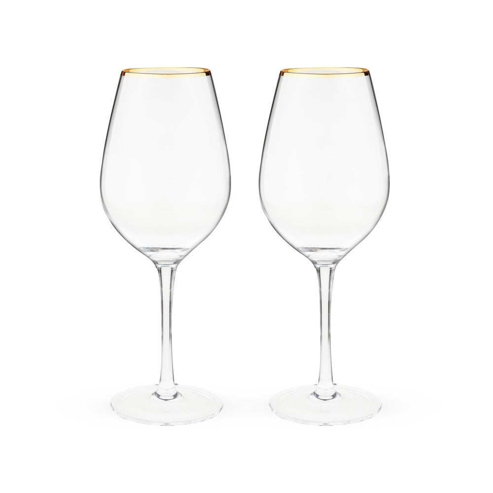 Twine Living Gilded Stemmed Wine Glasses, Set of 2 - lily & onyx