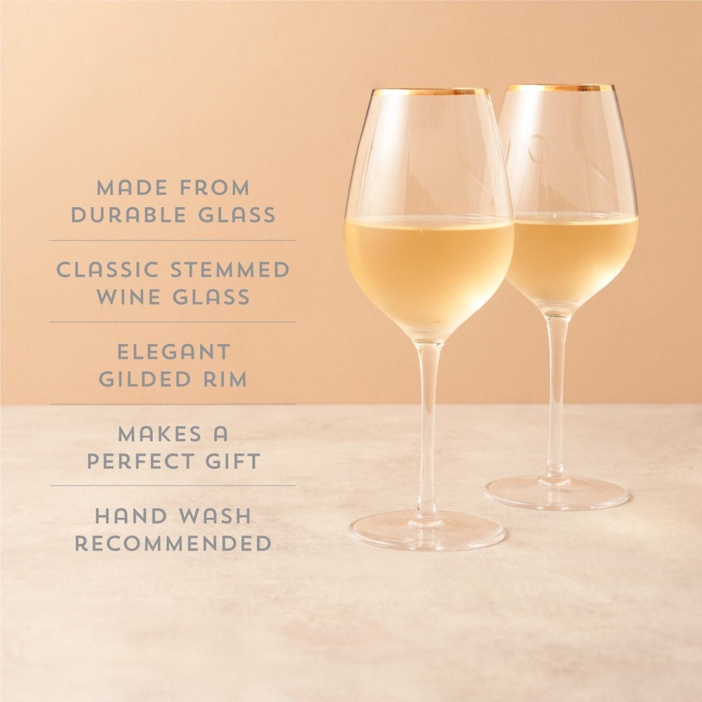 
                      
                        Twine Living Gilded Stemmed Wine Glasses, Set of 2 - lily & onyx
                      
                    