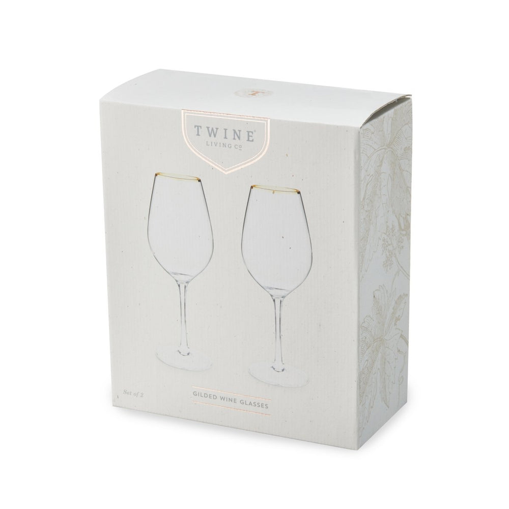 
                      
                        Twine Living Gilded Stemmed Wine Glasses, Set of 2 - lily & onyx
                      
                    