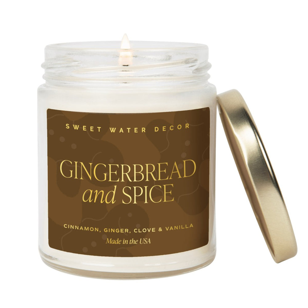 Sweet Water Decor Gingerbread and Spice Soy Candle - Clear Jar - 9 oz - lily & onyx