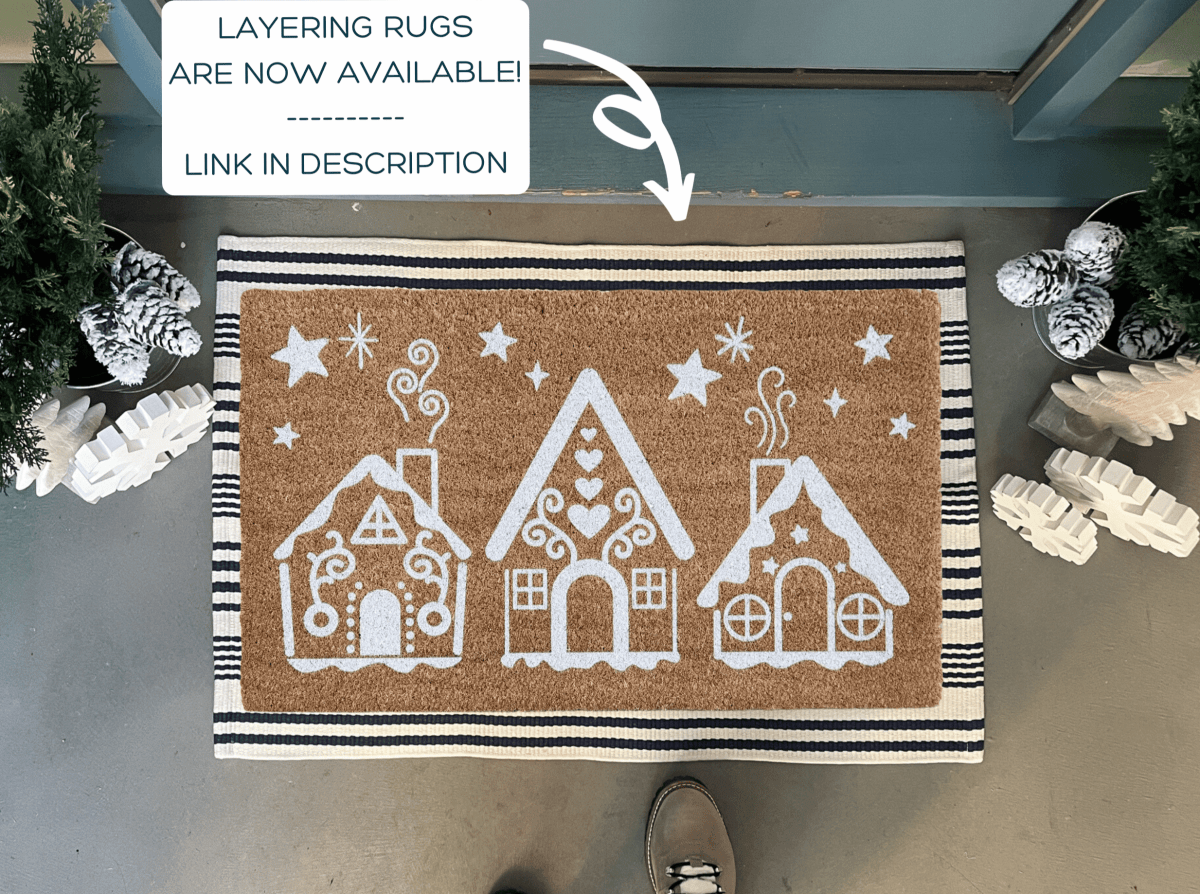 Nickel Designs Custom Doormats Gingerbread House Trio Christmas Doormat