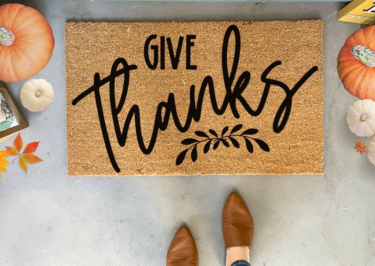 Nickel Designs Custom Doormats Give Thanks Fall Coir Doormat
