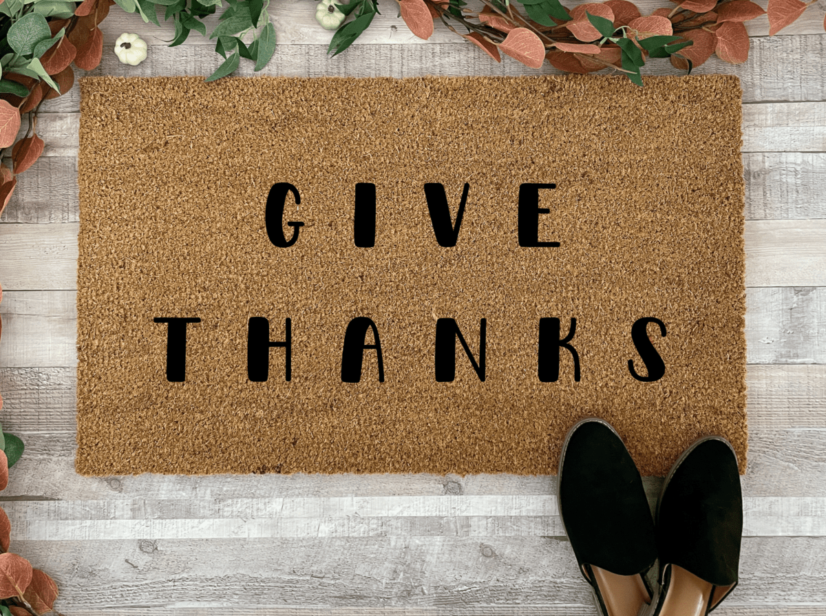 Nickel Designs Custom Doormats Give Thanks Fall Doormat