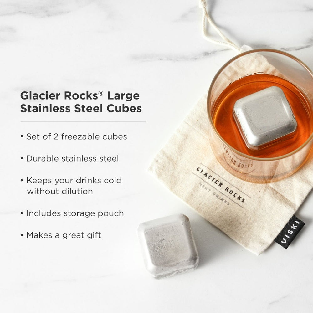
                      
                        Viski Glacier Rocks Large Stainless Steel Cube, Set of 2 - lily & onyx
                      
                    