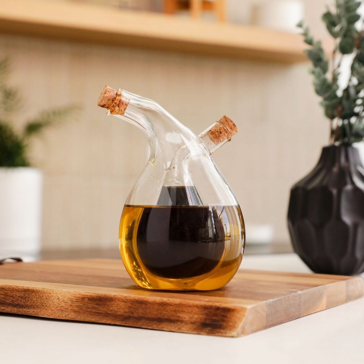 Bamboo Switch Glass Oil and Vinegar Cruet - lily & onyx