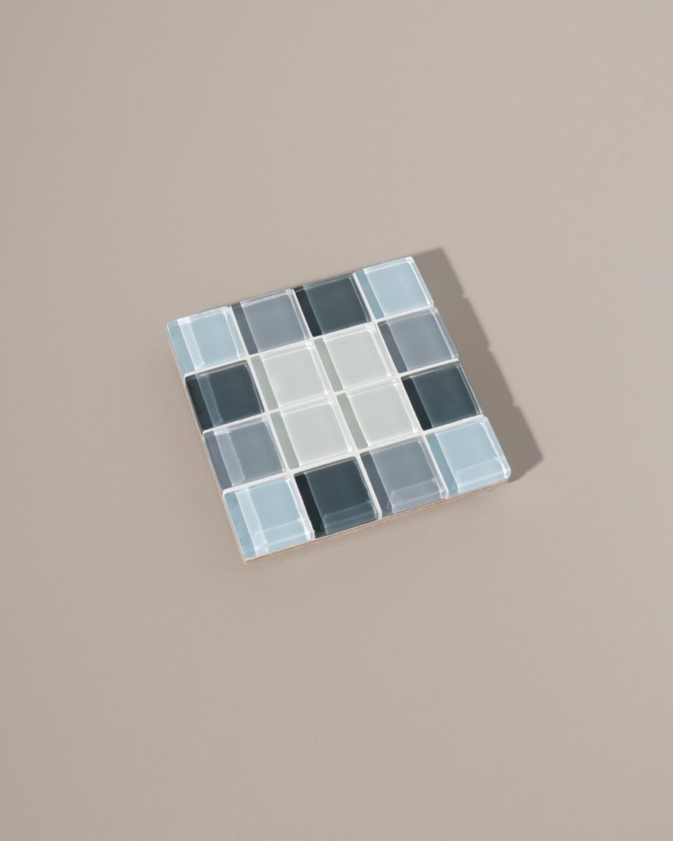 Subtle Art Studios Glass Tile Coaster - Through A Window - Gray Gradient - lily & onyx