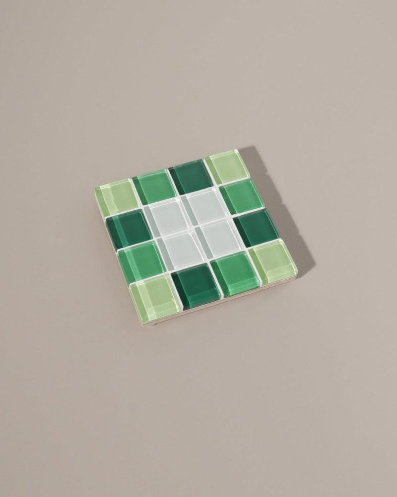 Subtle Art Studios Glass Tile Coaster - Through A Window - Green Gradient - lily & onyx